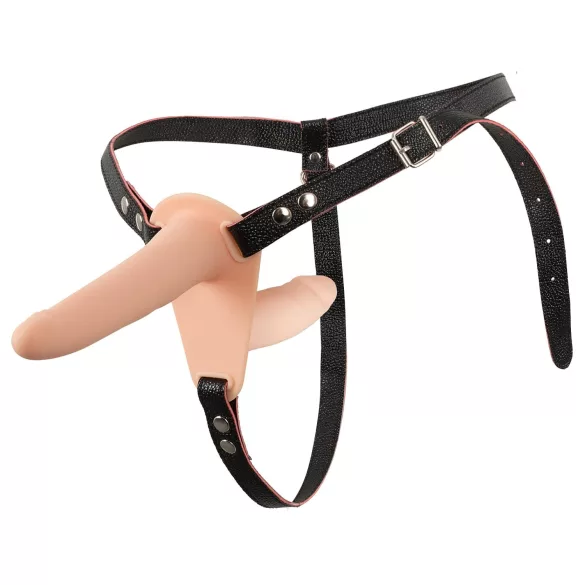 You2Toys - Strap-on topeltvibraator - naturaalne