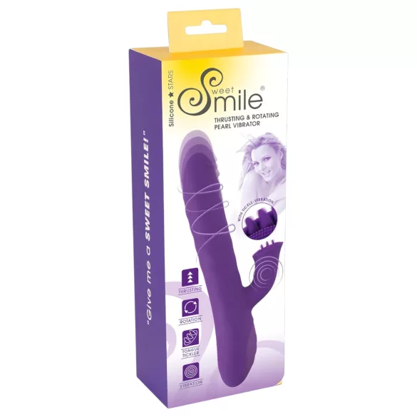 Smile Pearl - vibreeriv helmekeste ja lükandukiga dildo - lilla
