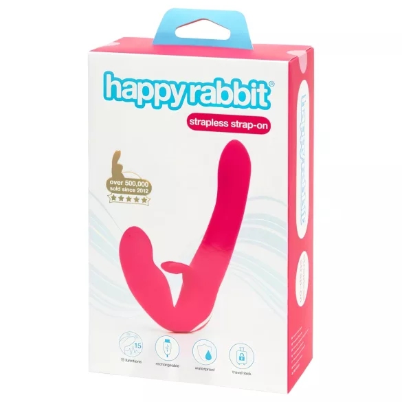 Happyrabbit - rihmavaba strap-on vibraator - roosa
