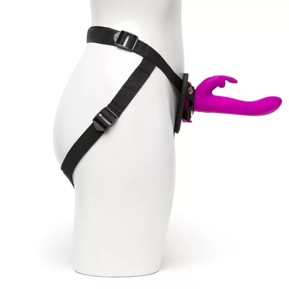 Happyrabbit - strap-on vibreeriv dildo jänku kõrvadega - lilla