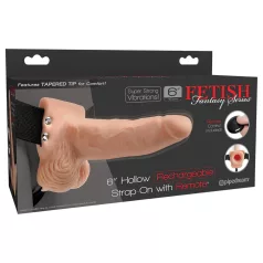   Pipedream - Fetish Strap-On 6 - pealisrihmaga, õõnes vibreeriv dildo (nahatooni)