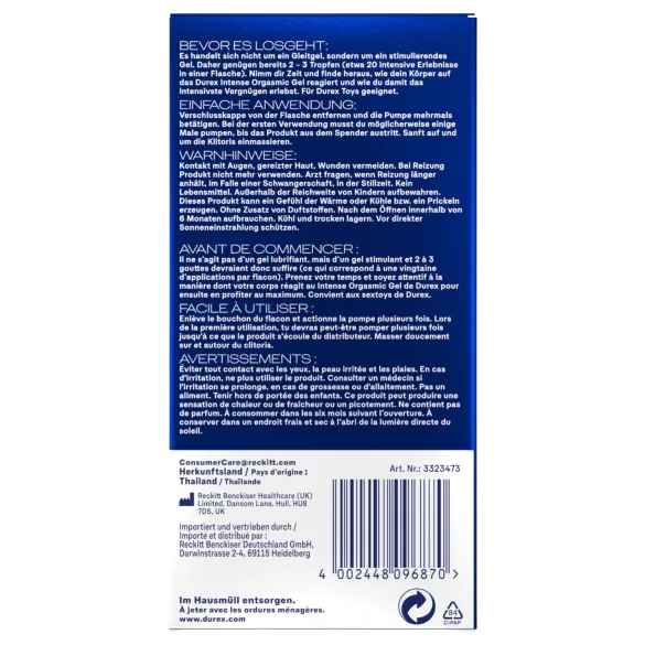Durex Intense Orgasmic - kliitoristimuleeriv geel (10 ml)