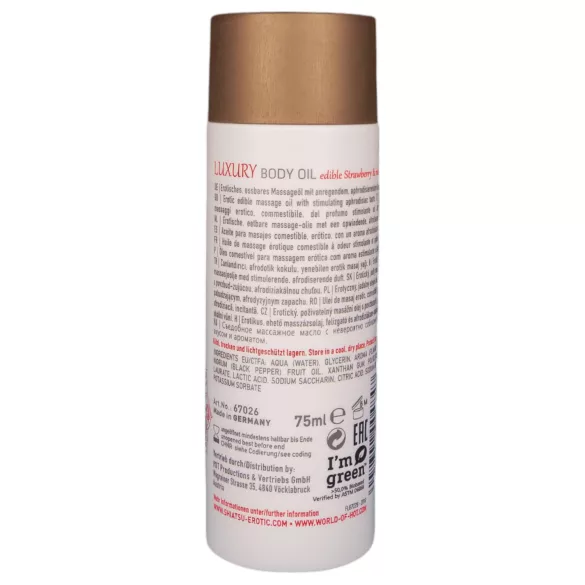 Shiatsu Luxury - söödav massaažiõli - maasikas-punane pipar - 75ml