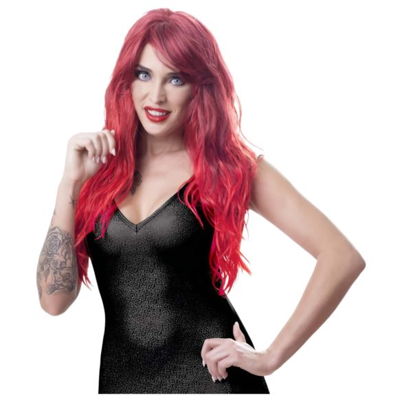 Cottelli - pikk lokkis parukas tukkidega - punane