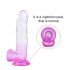 Sunfo - iminappadega, munanditega dildo - 22cm (läbipaistev-lilla)
