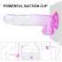 Sunfo - iminappadega, munanditega dildo - 22cm (läbipaistev-lilla)