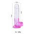 Sunfo - iminappadega, munanditega dildo - 22cm (läbipaistev-lilla)