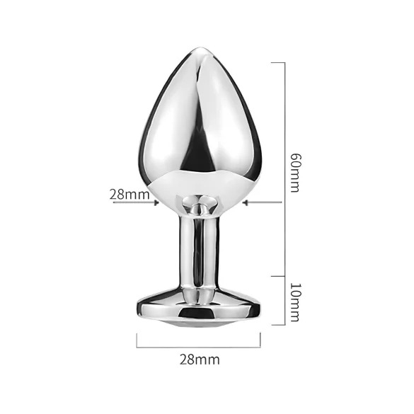Sunfo - metall anal plug lilla kiviga hõbedane