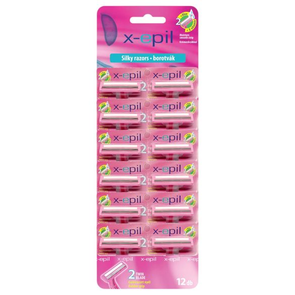 X-Epil Silky - 2-teraga pardel, kummist käepide (12 tk)