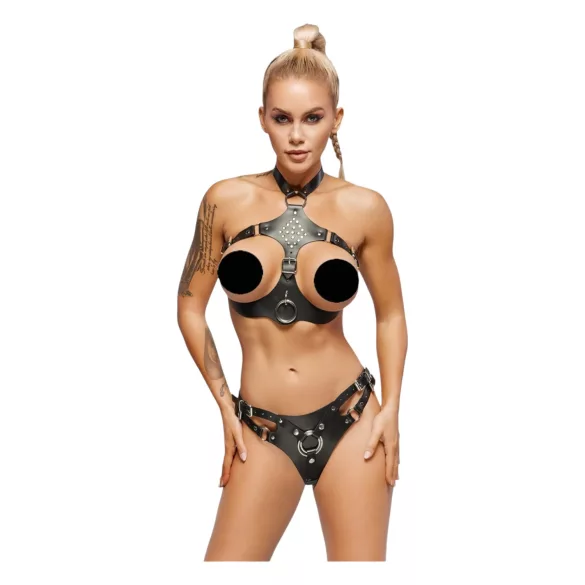 ZADO - nahast rakmete püksikomplekt (must) - L/XL