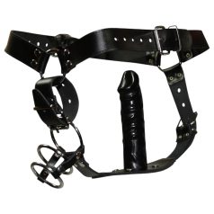 ZADO - nahast stringid dildoga ja 3 peeniserõngaga - L/XL