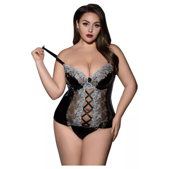 JSY 062 - must pitsiline pesukomplekt paeltega (XL-2XL)