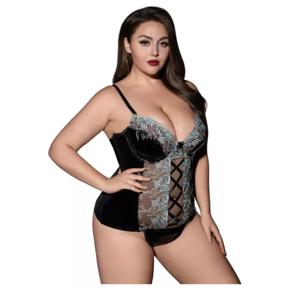 JSY 062 - must pitsiline pesukomplekt paeltega (XL-2XL)