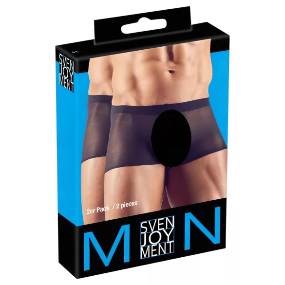 Svenjoyment - 2-osaline must läbipaistev bokserite komplekt (S-L)