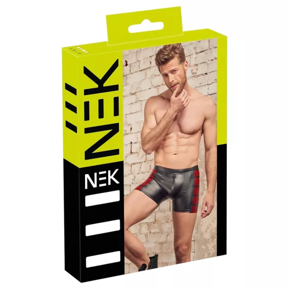 NEK - meeste bokserid - punased küljeosad, lukuga - must - 2XL