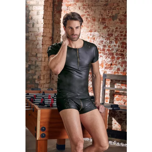 NEK - matt efektiga lühikeste varrukatega meeste särk (must)