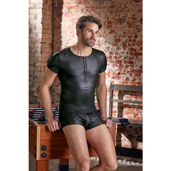 NEK - matt efektiga lühikeste varrukatega meeste särk (must) - L