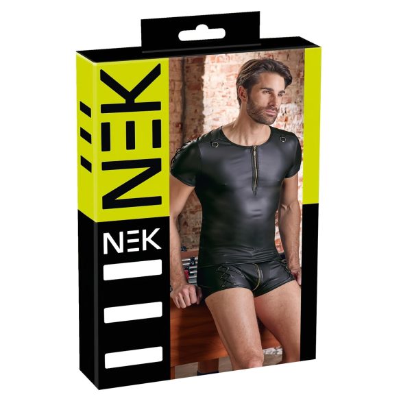NEK - matt viimistlusega must lühikeste varrukatega meeste särk - XL