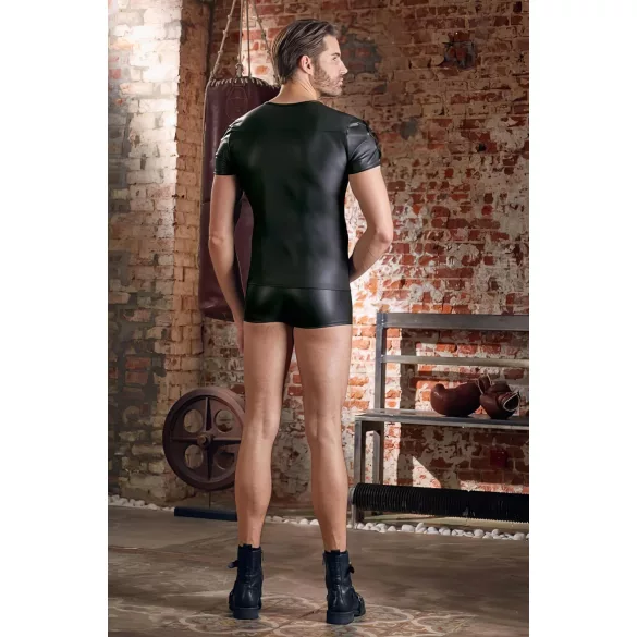 NEK - matt efektiga lühikeste varrukatega meeste särk (must) - 2XL