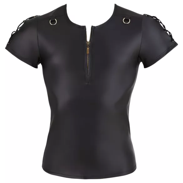 NEK - matt efektiga lühikeste varrukatega meeste särk (must) - 2XL