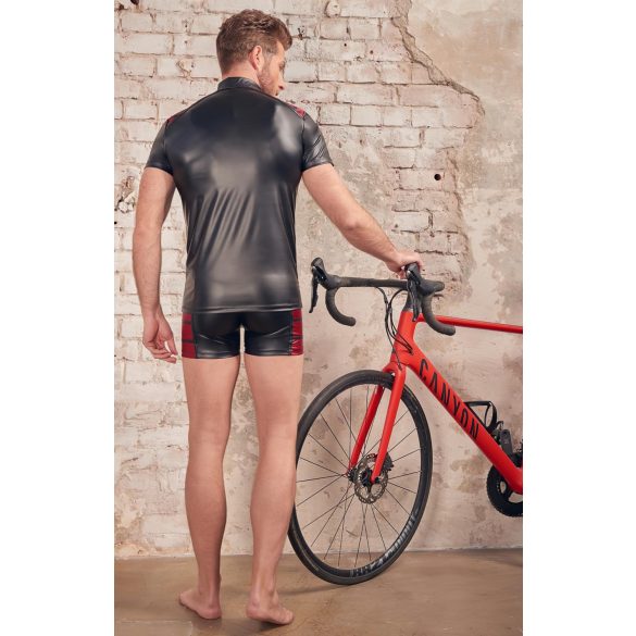 NEK - mustrilise lukuga punase detailiga meeste jakk (must) - M