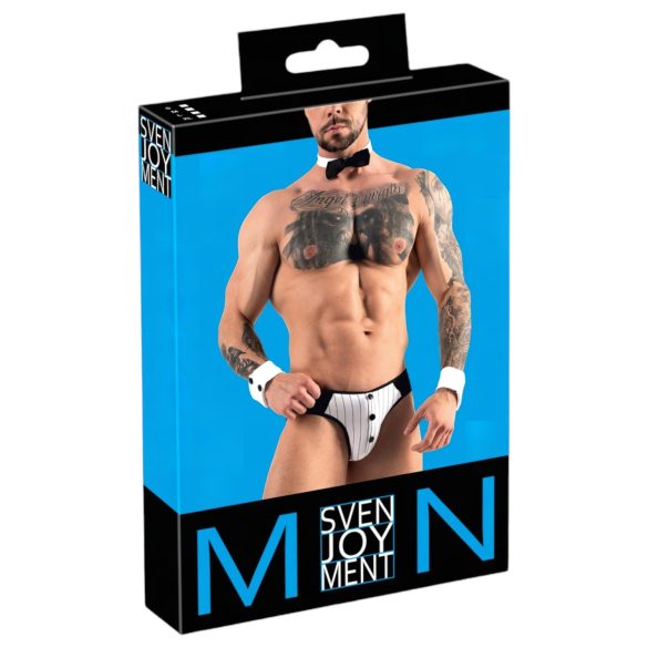Svenjoyment - Meeskelneri stringikostüümikomplekt (must-valge)
