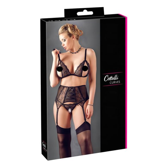 Cottelli Plus - Pitsiline pesukomplekt (must) - XXL