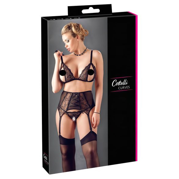 Cottelli Plus - Pitsiline pesukomplekt (must) - XXXXL