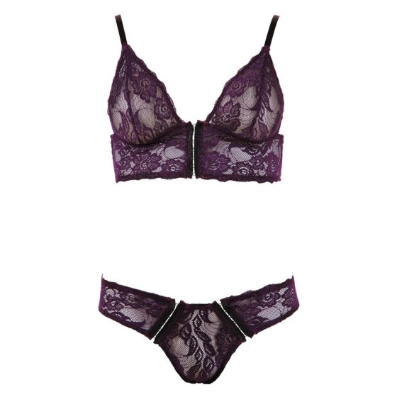 Cottelli - Floral lace bra set (purple) - M