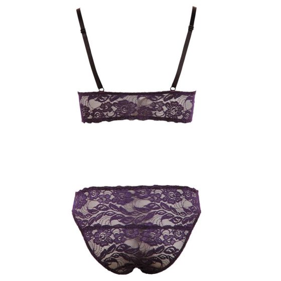Cottelli - Floral lace bra set (purple) - L