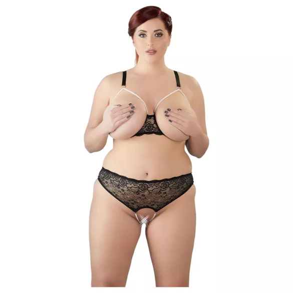 Cottelli Plus Size - rinnahoidja komplekt pärlitega - must