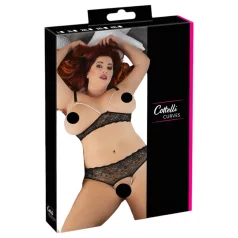   Cottelli Plus Size - rinnahoidja komplekt pärlitega - must - 3XL