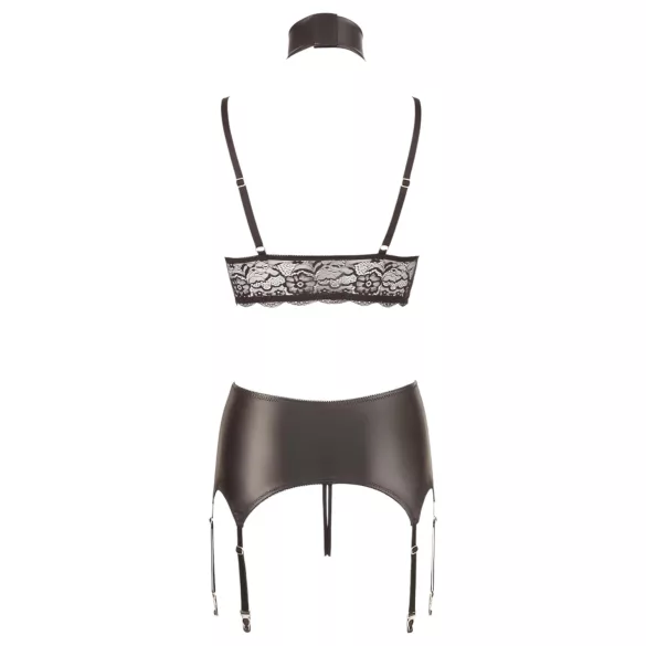 Cottelli Bondage - pitsiline läikiv pesukomplekt 4-osaline - XL