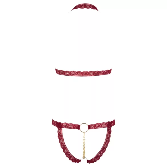 Cottelli - avatud rinnahoidja komplekt metallrõngastega - punane - M/L