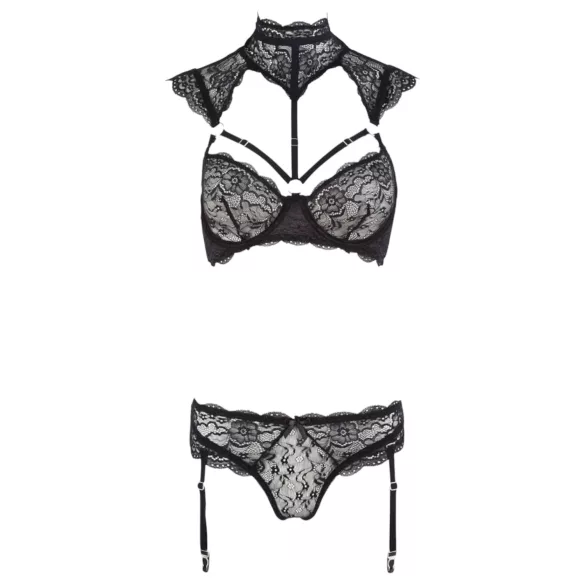 Cottelli - pitsiline rinnahoidja komplekt kaelusega (must) - 80B/M