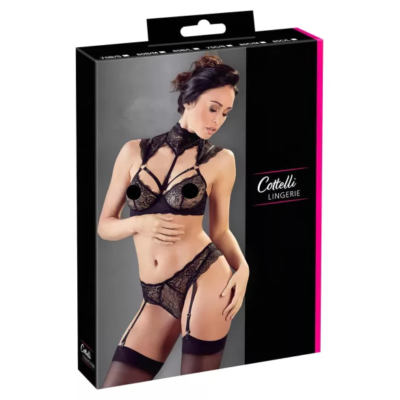 Cottelli - pitsiline rinnahoidja komplekt kaelusega (must) - 85B/L