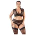 Cottelli Plus Size - pesukomplekt suur suurus - pits, kivikesed - must - 2XL