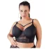 Cottelli Plus Size - rihma-pitsiga rinnahoidja (must)