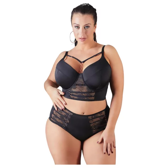 Cottelli Plus Size - rihma-pitsiga rinnahoidja (must) - 85E