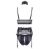 Cottelli Bondage - naistepesukomplekt käeraudadega - must pits - XL
