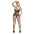 Cottelli Plus Size - lillade õitega rinnahoidja komplekt (must-lilla)