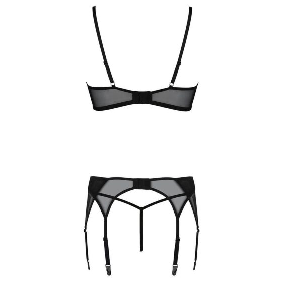 Passion Eco Leafa - leaf pattern bra set (black)
