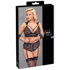   Cottelli Bondage Plus Size - pitsist rinnahoidja komplekt (must) - 3XL
