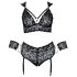 Cottelli Bondage pluss-suurus pitsist rinnahoidjakomplekt (must) - 3XL