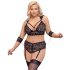 Cottelli Bondage pluss-suurus pitsist rinnahoidjakomplekt (must) - 4XL