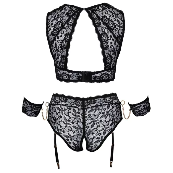 Cottelli Bondage Plus Size - pitsist rinnahoidja komplekt (must) - 4XL