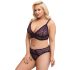 Cottelli Plus Size - läbipaistev mustriline rinnahoidja komplekt (lilla)