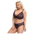 Cottelli Plus Size - läbipaistev mustriga rinnahoidja komplekt (lilla) - 2XL