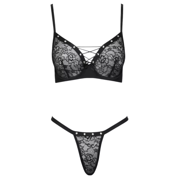 Cottelli Party - pitsiline rinnahoidja komplekt paeltega - must - 85C/L