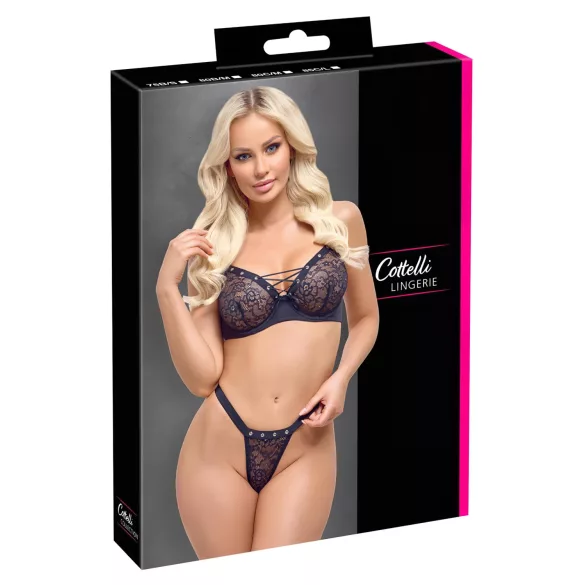 Cottelli Party - pitsiline rinnahoidja komplekt paeltega - must - 85C/L